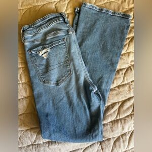 American Eagle Outfitters High-Rise Medium Blue Distressed Jeans